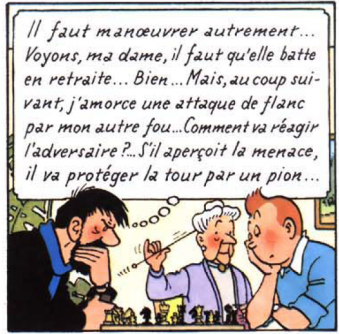 Tintin joue aux échecs