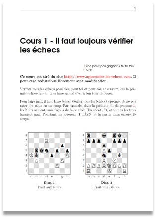 cours d'échecs au format pdf